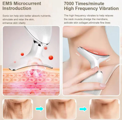 LED Face & Neck Wrinkle Massager 7-in-1 Facial LED Sculptor