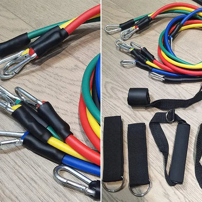 11Pcs Pull Rope Resistance Bands Set (100 lbs)