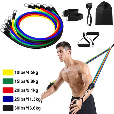 11Pcs Pull Rope Resistance Bands Set (100 lbs)