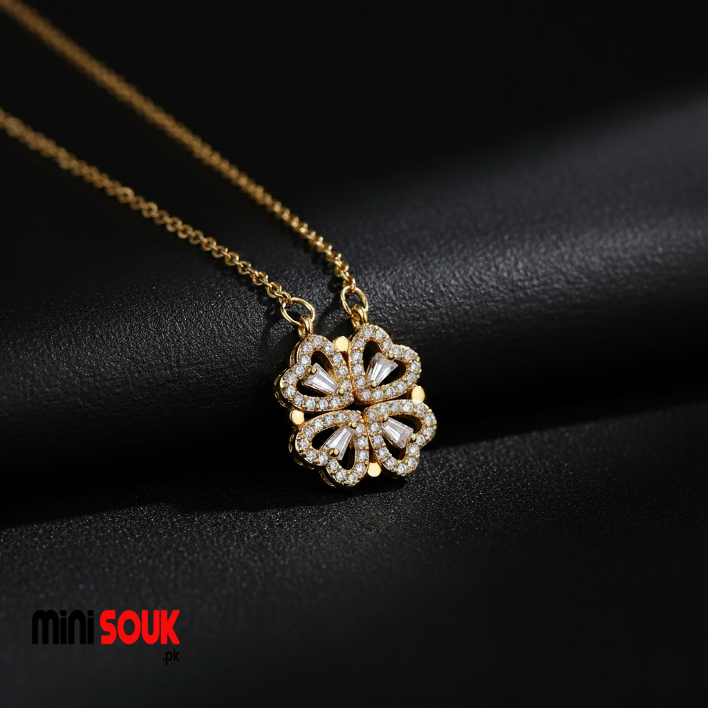 Four Leaf Clover Heart Necklace