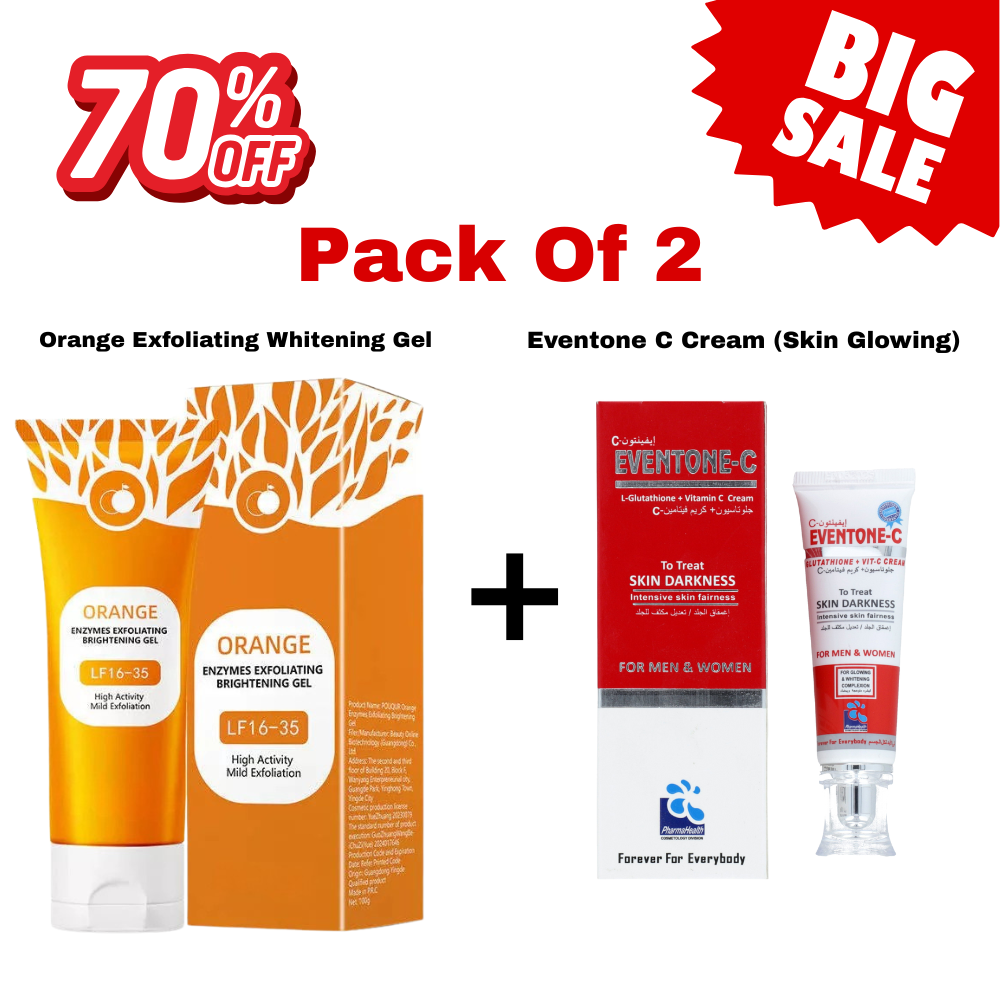 Pack Of 2 Orange Exfoliating Whitening Gel & Eventone C Cream (Skin Glowing)